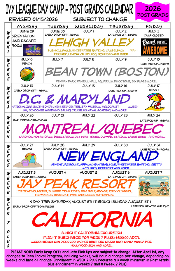 Post Grads Calendar 2026